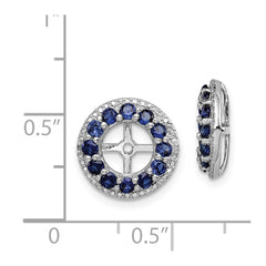 QJ123SEP Sterling Silver Rhodium Diam. & Created Sapphire Earring Jacket