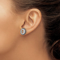 QJ125APR Sterling Silver Rhodium White Topaz & Black Sapphire Earring Jacket