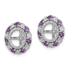 QJ129FEB Sterling Silver Rhodium Amethyst Earring Jacket