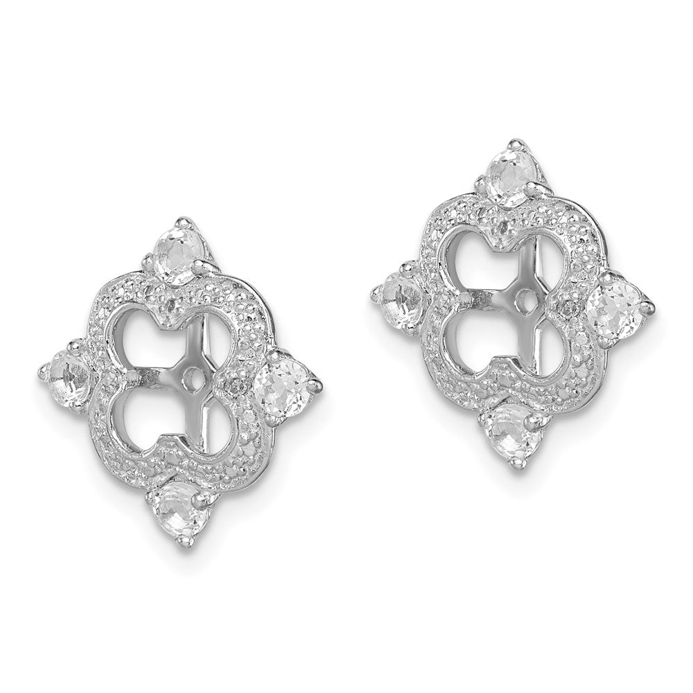 QJ136APR Sterling Silver Rhodium Diam. & White Topaz Earring Jacket