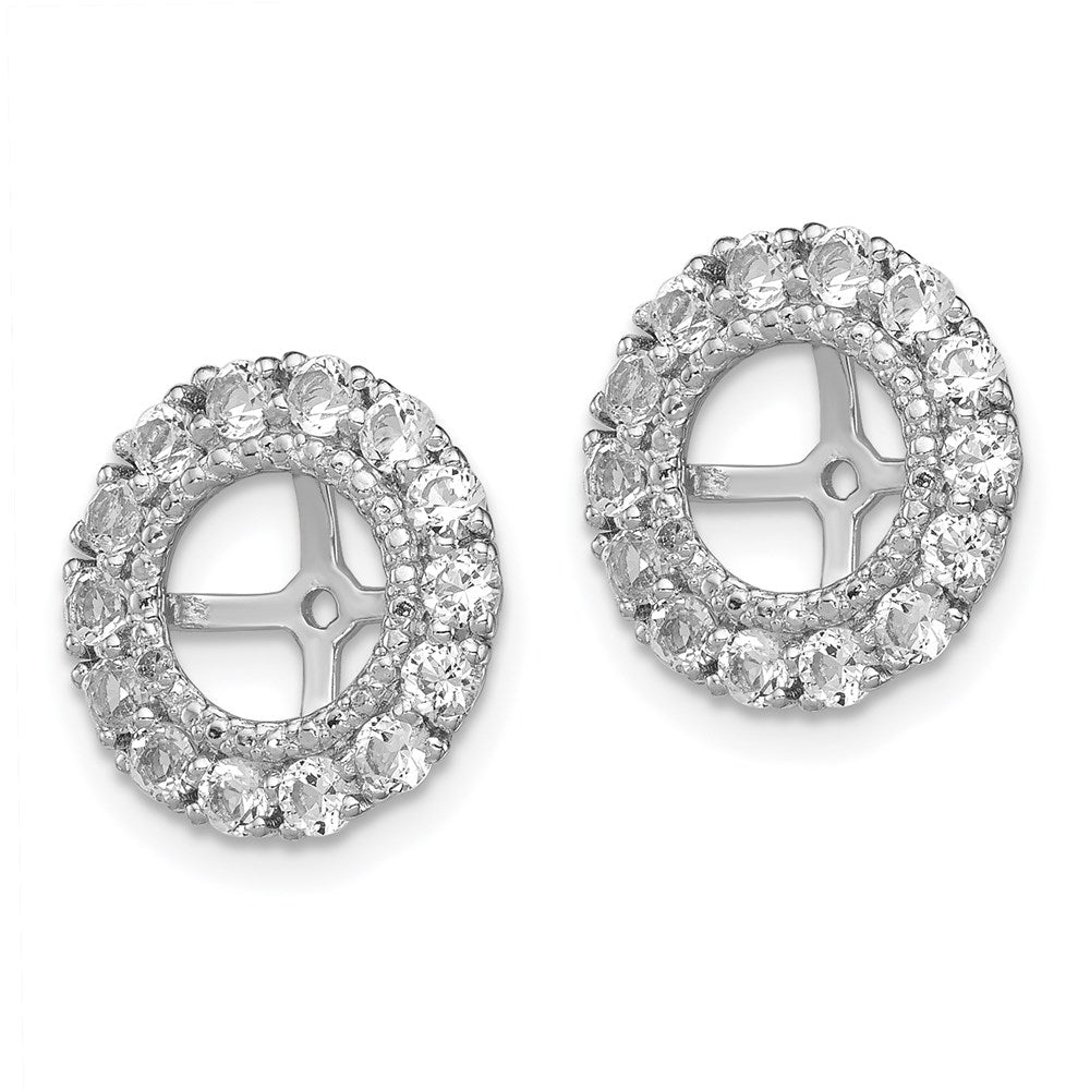 QJ146APR Sterling Silver Rhodium Diam. & White Topaz Earring Jacket