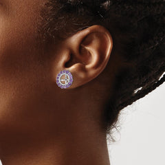 QJ146FEB Sterling Silver Rhodium Diam. & Amethyst Earring Jacket