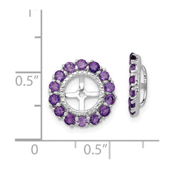 QJ146FEB Sterling Silver Rhodium Diam. & Amethyst Earring Jacket