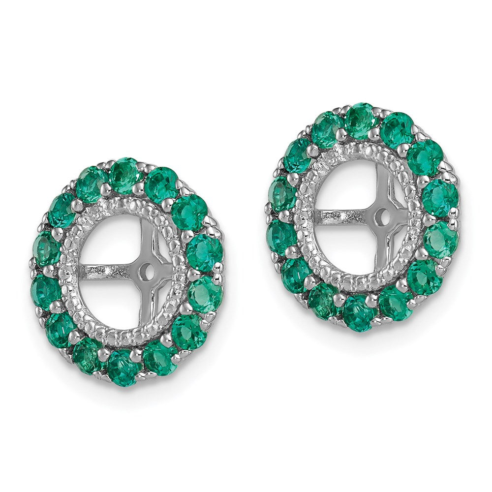 QJ146MAY Sterling Silver Rhodium Diam. & Created Emerald Earring Jacket
