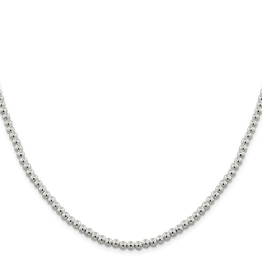 Sterling Silver 4mm Beads on Box ChainQK33