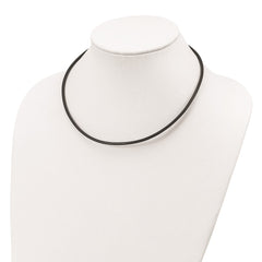 Sterling Silver 20inch 3mm Black Leather Cord NecklaceQK87-18