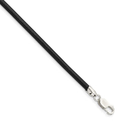 Sterling Silver 18inch 3mm Black Leather NecklaceQK87-18