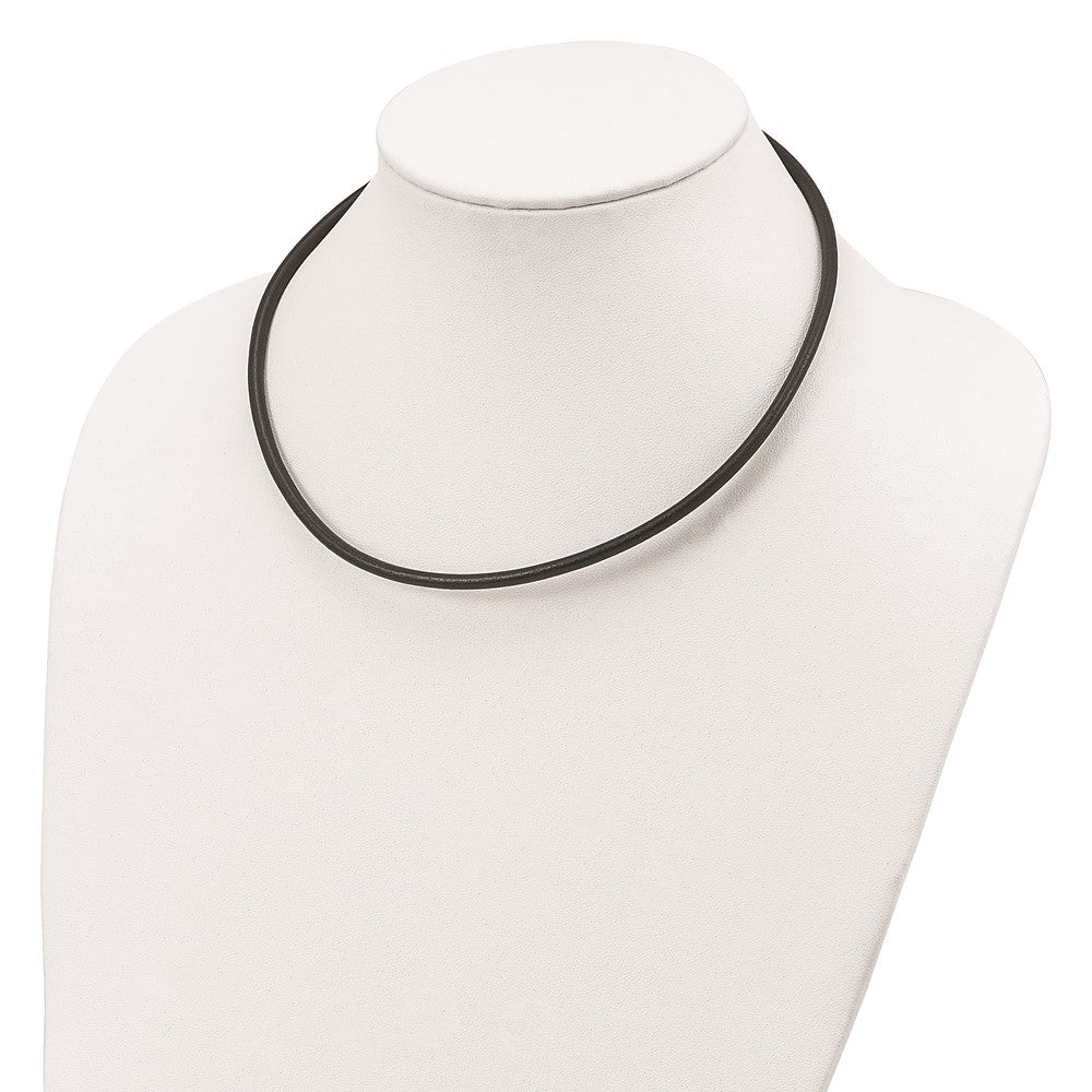 Sterling Silver 20inch 4mm Black Leather NecklaceQK88-18