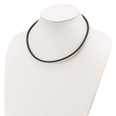 Sterling Silver 20inch 4mm Black Leather NecklaceQK88-18