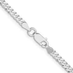 Sterling Silver Rhodium-plated 3.15mm Flat Curb ChainQLB080R