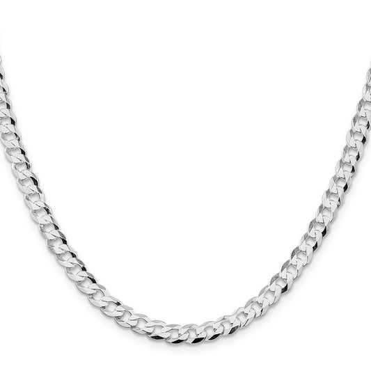Sterling Silver Rhodium-plated 5.75mm Flat Curb ChainQLB150R