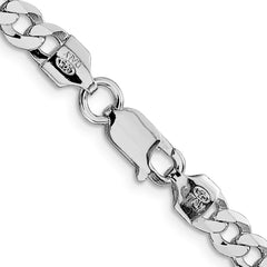 Sterling Silver Rhodium-plated 5.75mm Flat Curb ChainQLB150R