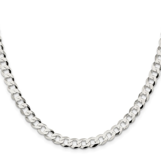 Sterling Silver 6.8mm Flat Curb ChainQLB180