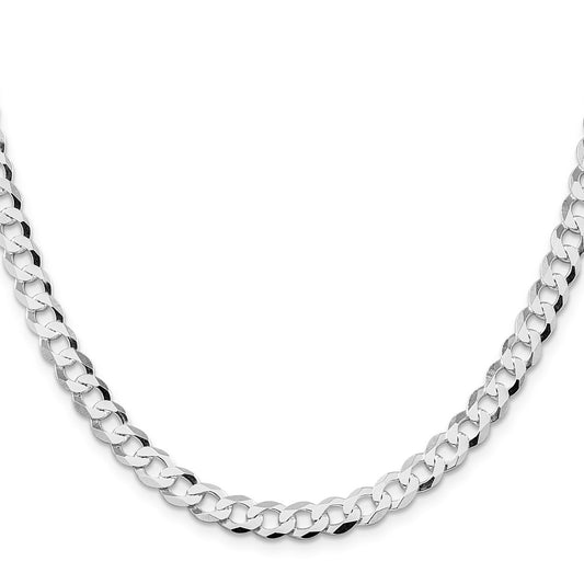 Sterling Silver Rhodium-plated 6.8mm Flat Curb ChainQLB180R