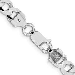 Sterling Silver Rhodium-plated 6.8mm Flat Curb ChainQLB180R