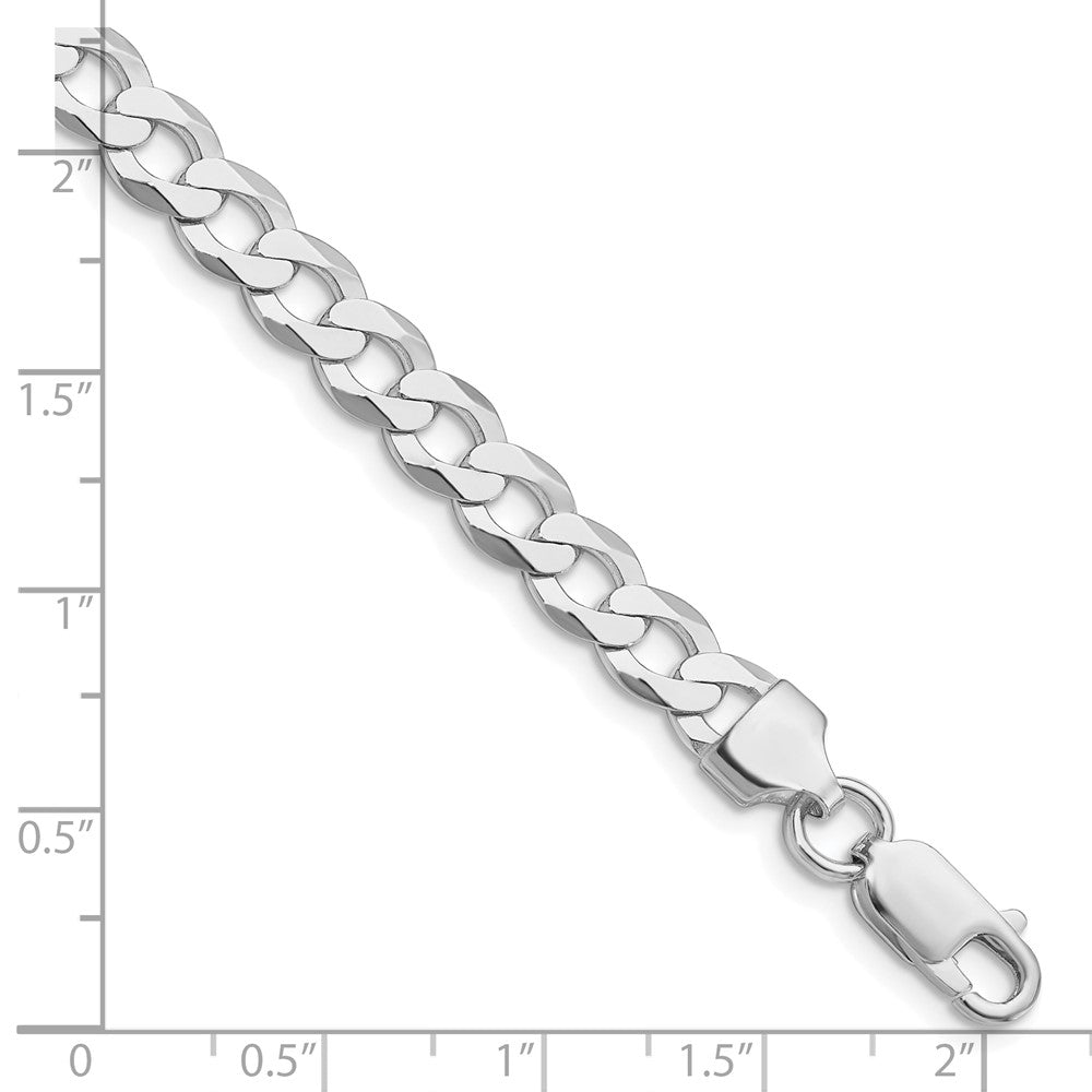 Sterling Silver Rhodium-plated 6.8mm Flat Curb Chain QLB180R-8