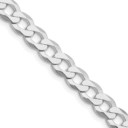 Sterling Silver Rhodium-plated 6.8mm Flat Curb ChainQLB180R