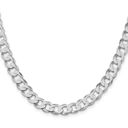 Sterling Silver Rhodium-plated 7.5mm Flat Curb ChainQLB200R