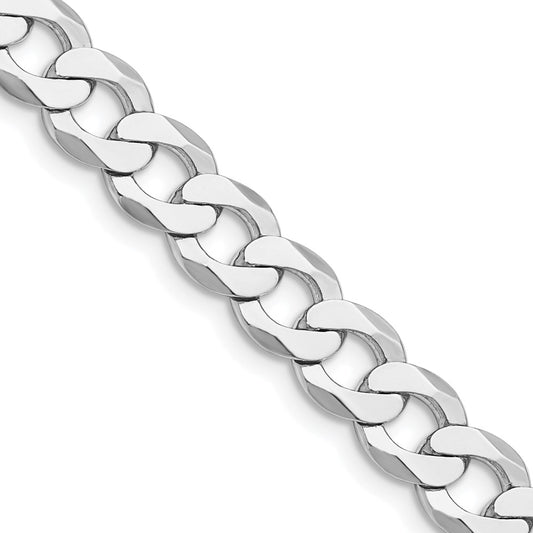 Sterling Silver Rhodium-plated 7.5mm Flat Curb ChainQLB200R