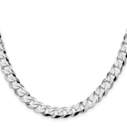 Sterling Silver Rhodium-plated 8.5mm Flat Curb ChainQLB220R
