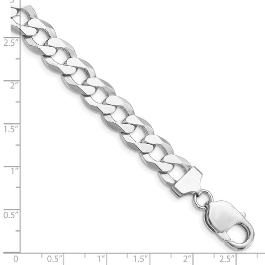 Sterling Silver Rhodium-plated 9.75mm Flat Curb Chain QLB250R-8