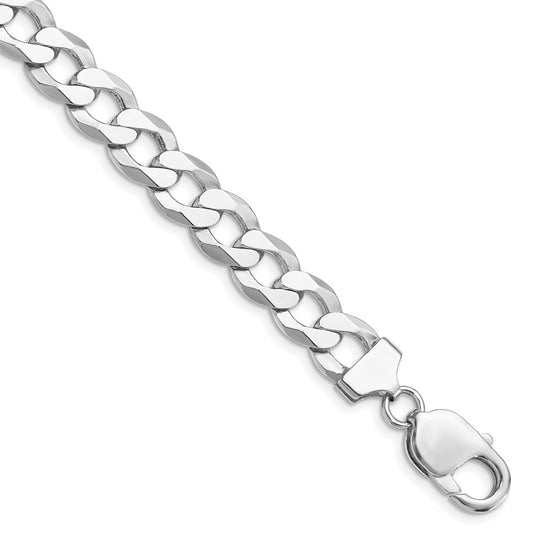 Sterling Silver Rhodium-plated 9.75mm Flat Curb Chain QLB250R-8