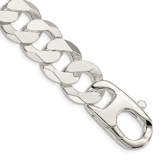 Sterling Silver 16mm Flat Curb Chain QLB400-8