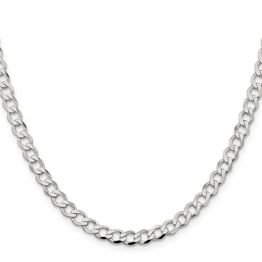 Sterling Silver 5.3mm Semi-solid Flat Curb ChainQLFB120