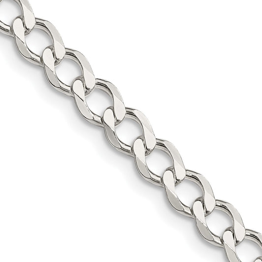Sterling Silver 5.3mm Semi-solid Flat Curb ChainQLFB120