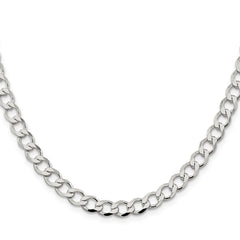 Sterling Silver 6.7mm Semi-solid Flat Curb ChainQLFB150