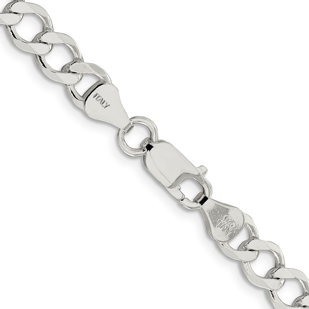Sterling Silver 6.7mm Semi-solid Flat Curb ChainQLFB150