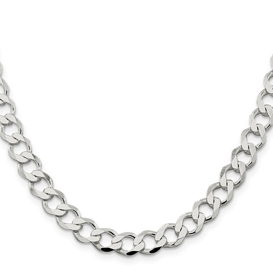 Sterling Silver 8.1mm Semi-solid Flat Curb ChainQLFB180