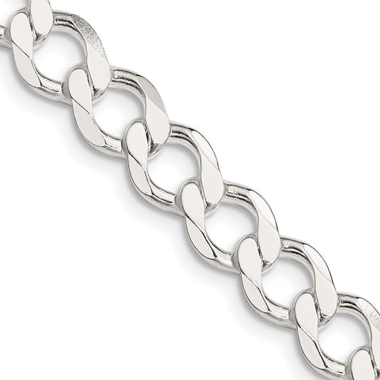 Sterling Silver 8.1mm Semi-solid Flat Curb ChainQLFB180