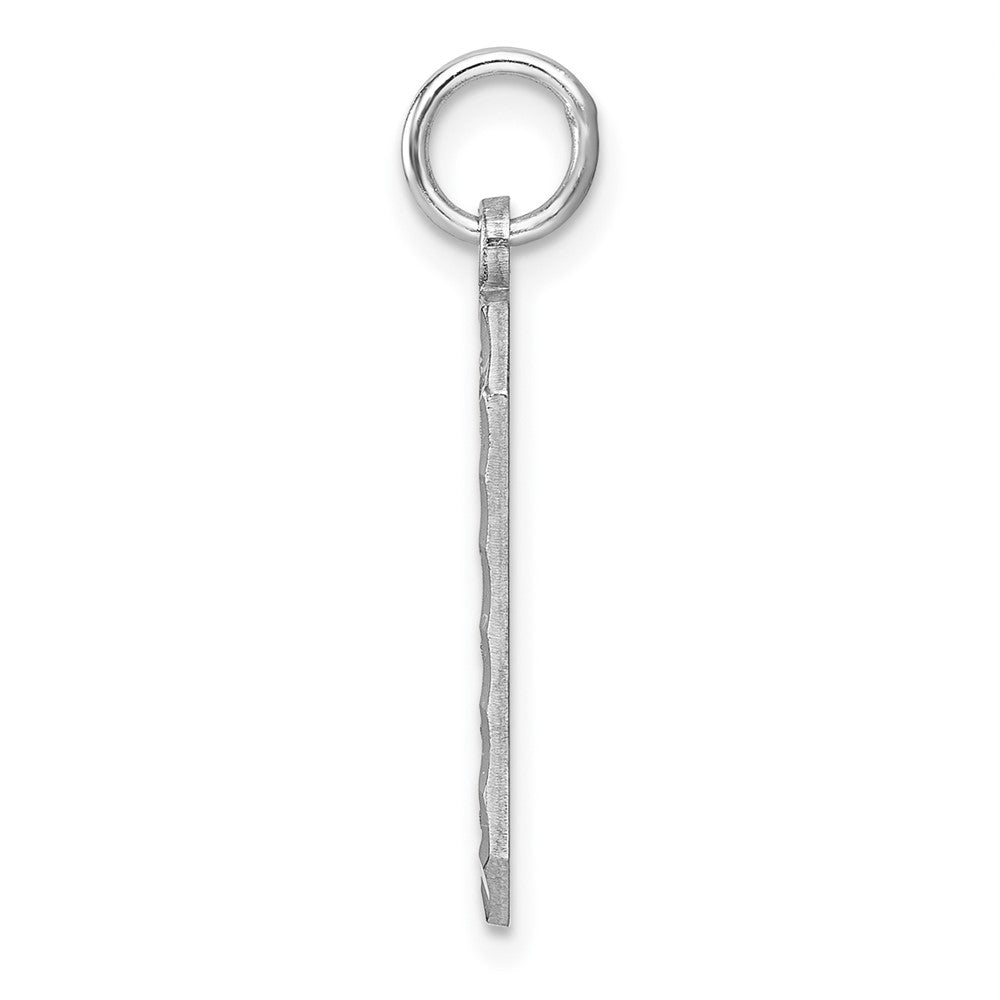 Sterling Silver Rhodium-plated Large Diamond-cut #0 Charm QLN00