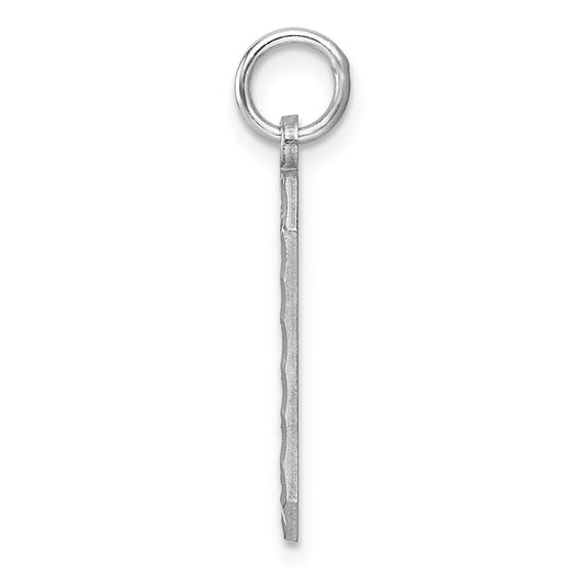 Sterling Silver Rhodium-plated Large Diamond-cut #0 Charm QLN00