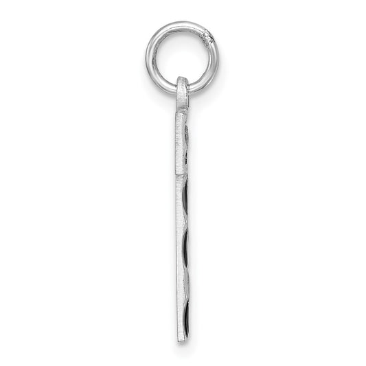 Sterling Silver Rhodium-plated Large Diamond-cut #1 Charm QLN01