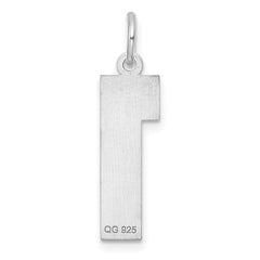 Sterling Silver Rhodium-plated Large Diamond-cut #1 Charm QLN01