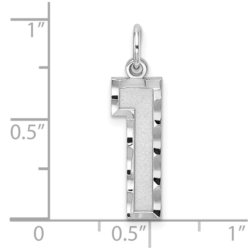 Sterling Silver Rhodium-plated Large Diamond-cut #1 Charm QLN01