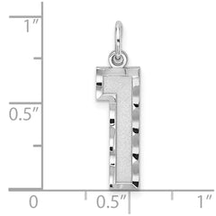 Sterling Silver Rhodium-plated Large Diamond-cut #1 Charm QLN01