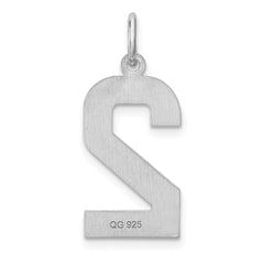 Sterling Silver Rhodium-plated Large Diamond-cut #2 Charm QLN02