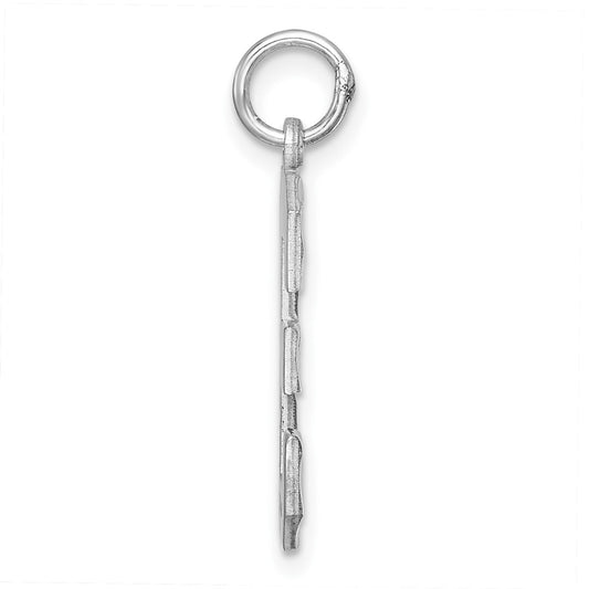 Sterling Silver Rhodium-plated Large Diamond-cut #3 Charm QLN03