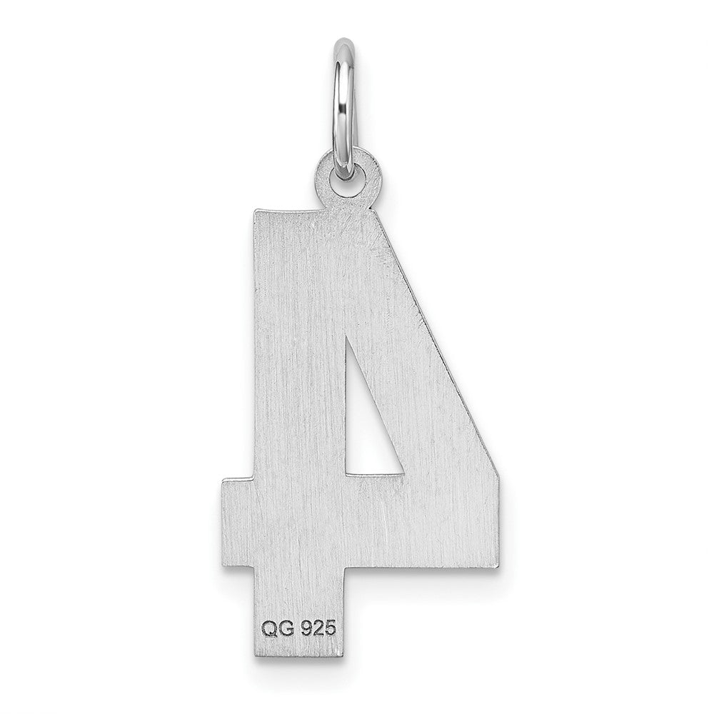 Sterling Silver Rhodium-plated Large Diamond-cut #4 Charm QLN04