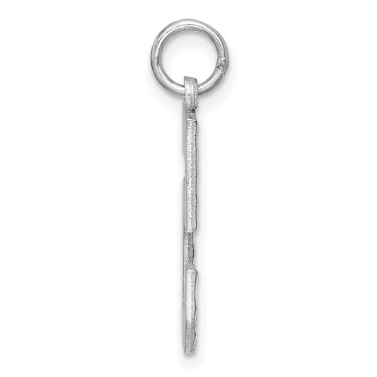 Sterling Silver Rhodium-plated Large Diamond-cut #5 Charm QLN05