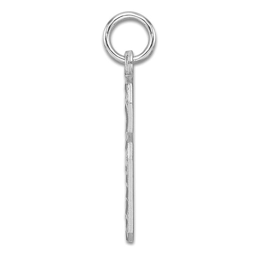 Sterling Silver Rhodium-plated Large Diamond-cut #6 Charm QLN06