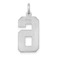 Sterling Silver Rhodium-plated Large Diamond-cut #6 Charm QLN06