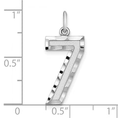 Sterling Silver Rhodium-plated Large Diamond-cut #7 Charm QLN07