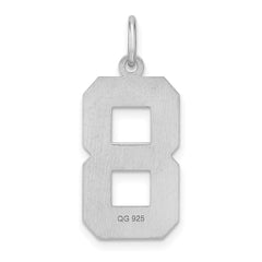 Sterling Silver Rhodium-plated Large Diamond-cut #8 Charm QLN08
