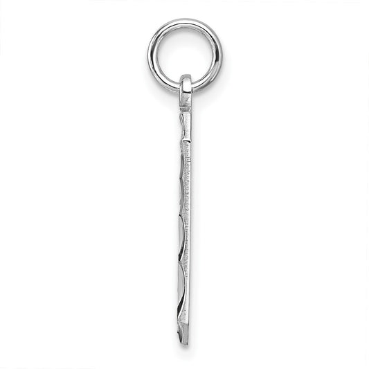 Sterling Silver Rhodium-plated Large Diamond-cut #9 Charm QLN09