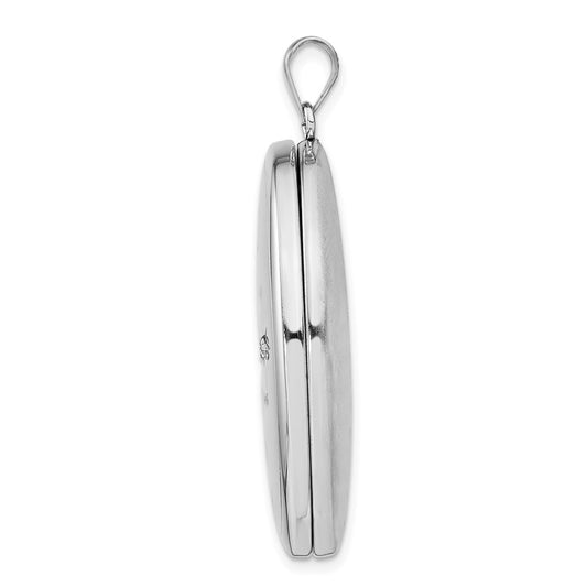 Sterling Silver Rhodium-plated God Has.. Diamond Ash Holder Oval Locket QLS1010