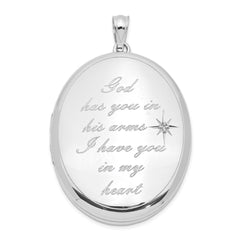 Sterling Silver Rhodium-plated God Has.. Diamond Ash Holder Oval Locket QLS1010